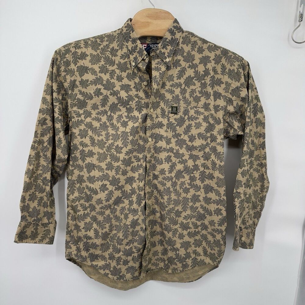 VTG Chaps Ralph Lauren Mens Long Sleeve Button Down Shirt Leaves Fall All Over L